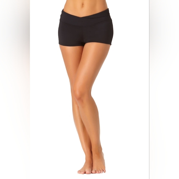 Anne Cole Black Twist Front Boy Short NWT Sz L - Picture 5 of 8